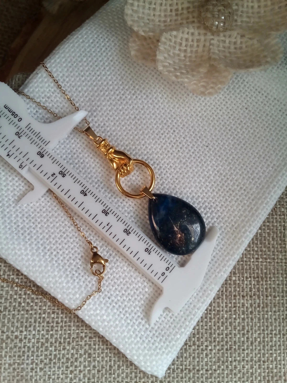 Collier main réversible pierre de lapiz lazuli – photo 6